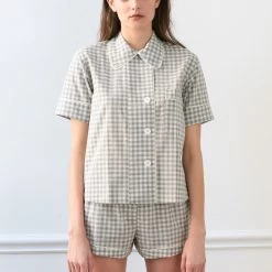 Shopify Lounge Shelby Pajama Top Fog Gingham