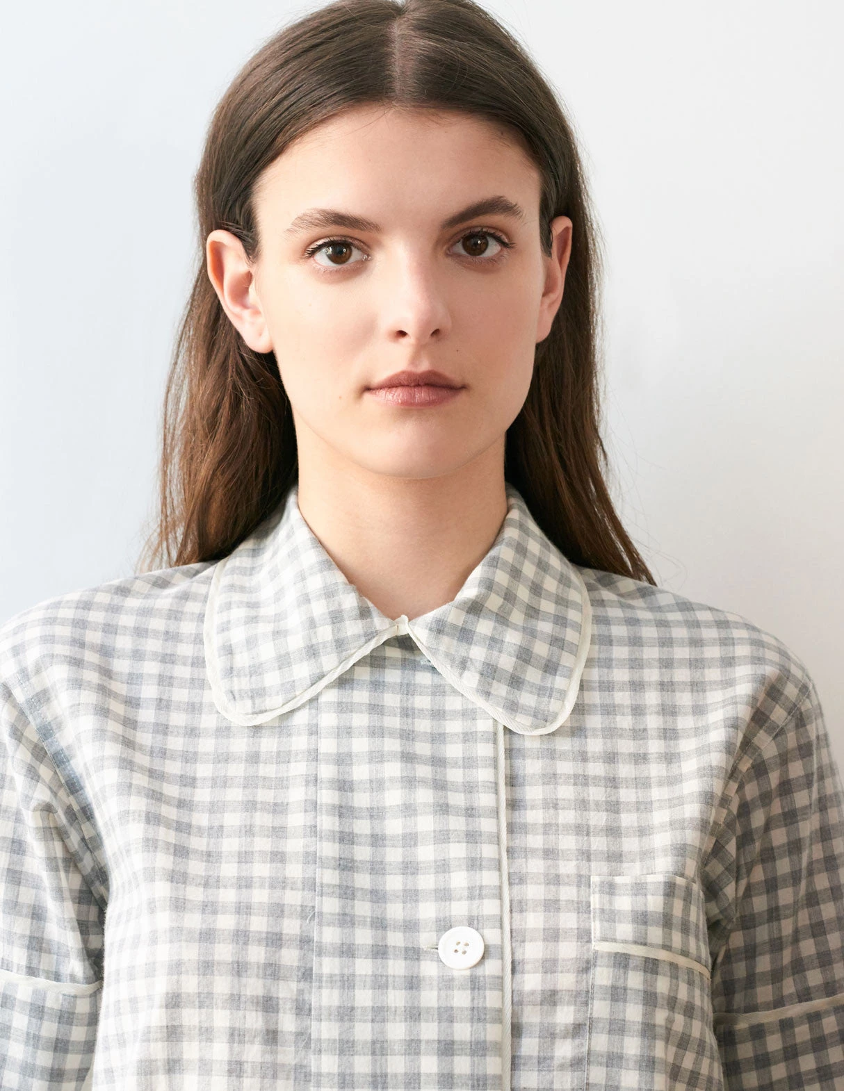 Shopify Lounge Shelby Pajama Top Fog Gingham