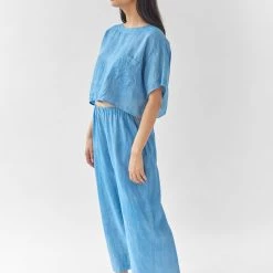 Shopify Plant Dyed Linen Loungewear Ella Pant Indigo