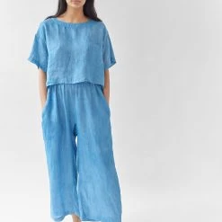 Shopify Plant Dyed Linen Loungewear Ella Pant Indigo