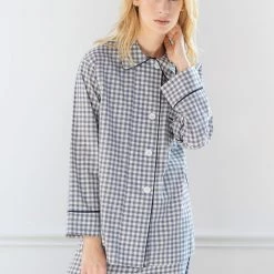 Shopify Kate Pajama Top Sea Gingham