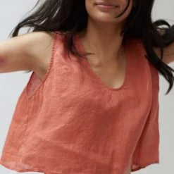 Shopify Edie Tank Madder Root Plant Dyed Linen Loungewear