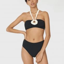 Shopify Victoria Bikini Top In Black & Cream Sale