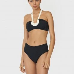 Shopify Victoria Bikini Top In Black & Cream Sale